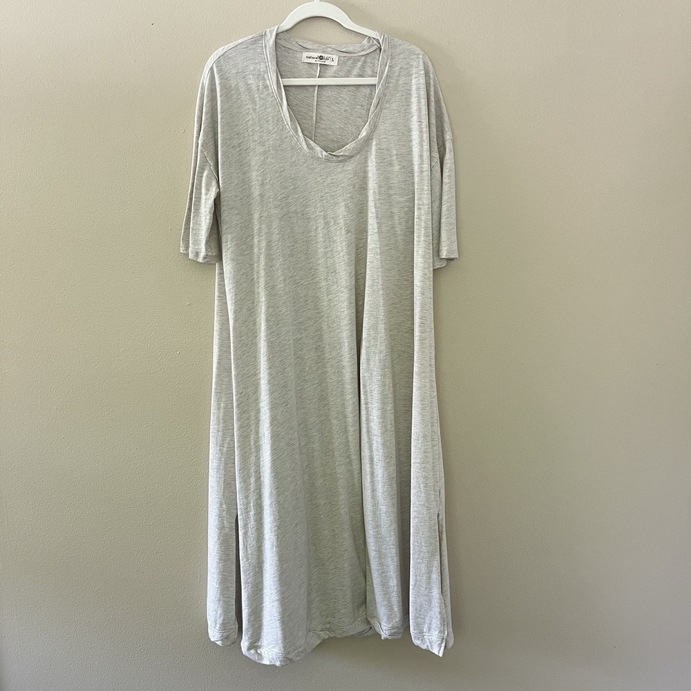 Natural Life Dress Jersey Long L Cream Maxi Minimalist Costal Beach Casual T Shi